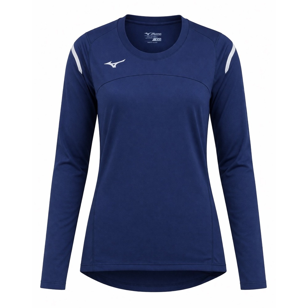 Mizuno NEW Volleyball Long Sleeve Shirt Top Navy Blue XXS womens athletic jersey